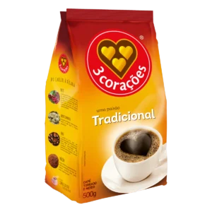 Café Torrado e Moído Tradicional 3 CORAÇÕES Pacote 500g